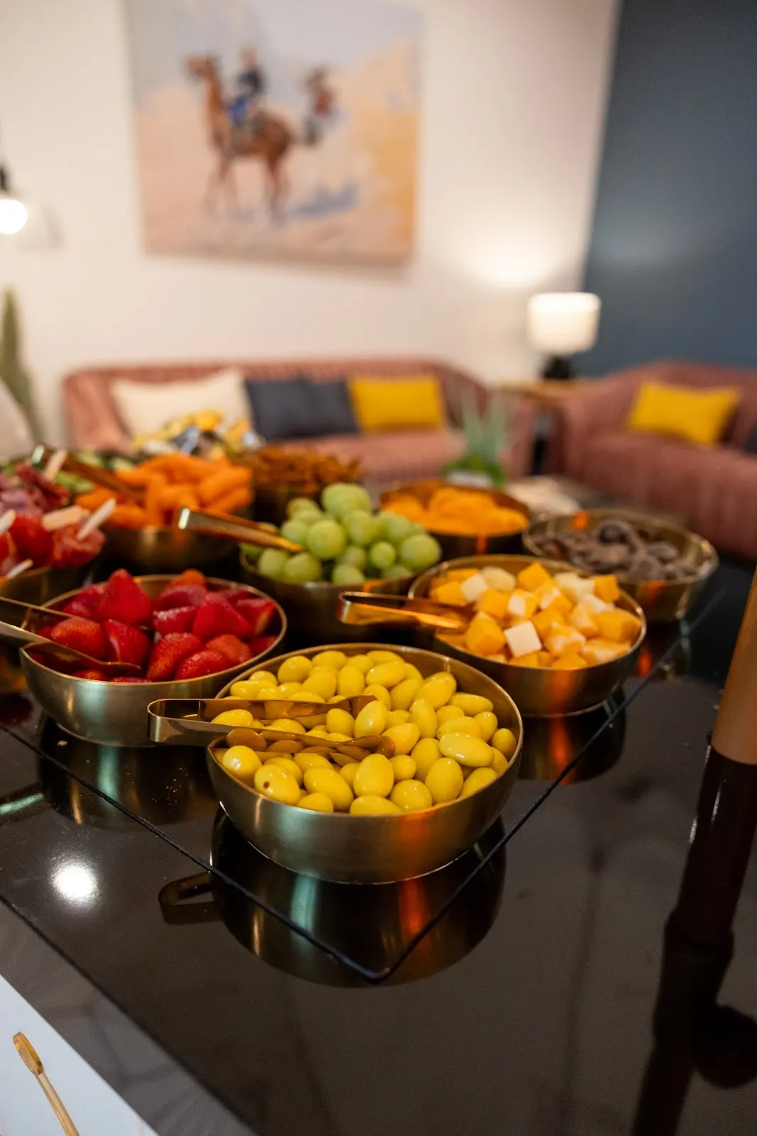Premium gold charcuterie bowl spread